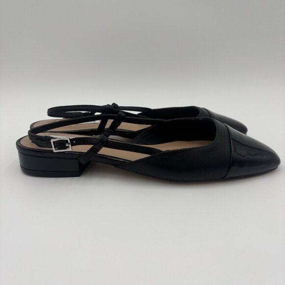 Steve Madden Women's Belinda-R Slingback Flats Black Cap Toe Size 9 - Picture 2 of 8
